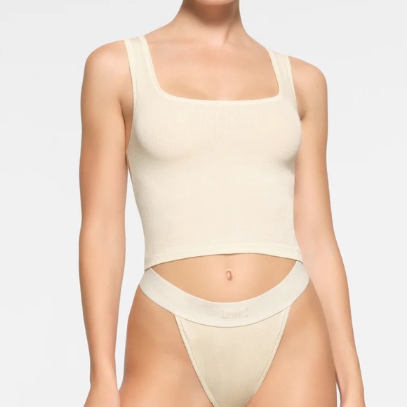 SKIMS Cotton Rib Tank in Bone - Picture 2 of 4